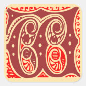  monogram Initiaal letter W Vierkante Sticker (Voorkant)