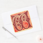  monogram Initiaal letter W Vierkante Sticker (Envelop)