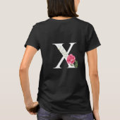 Monogram Initiaal Letter X in wit met roze Rose T-shirt (Achterkant)