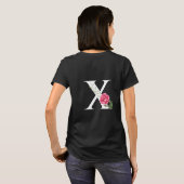 Monogram Initiaal Letter X in wit met roze Rose T-shirt (Achterkant volledig)