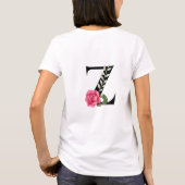 Monogram Initiaal Letter Z in zwart met roze roze T-shirt (Achterkant)