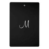 Monogram Initiaal Letter zwart, wit, aangepast Mini Klembord (Achterkant)