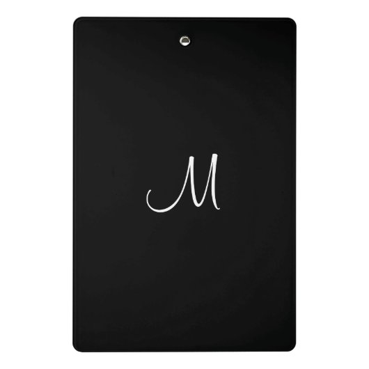 Monogram Initiaal Letter zwart, wit, aangepast Mini Klembord (Achterkant)