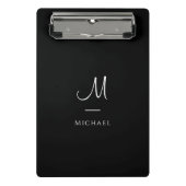 Monogram Initiaal Letter zwart, wit, aangepast Mini Klembord (Voorkant)