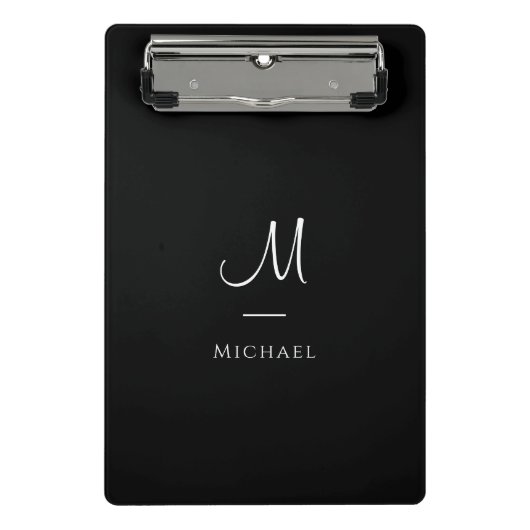 Monogram Initiaal Letter zwart, wit, aangepast Mini Klembord (Voorkant)