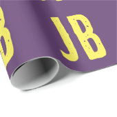 Monogram Initiaal letters Indigo geel minimalistis Cadeaupapier (Rol Hoek)