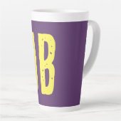 Monogram Initiaal letters Indigo geel minimalistis Latte Mok (Rechterhoek)