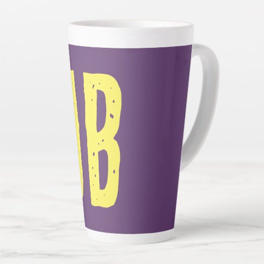 Monogram Initiaal letters Indigo geel minimalistis Latte Mok (Rechterhoek)