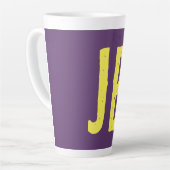 Monogram Initiaal letters Indigo geel minimalistis Latte Mok (Linkerhoek)