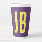 Monogram Initiaal letters Indigo geel minimalistis Latte Mok (Voorkant)