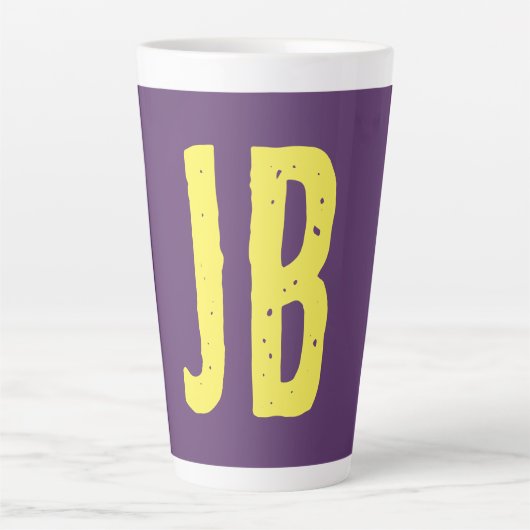 Monogram Initiaal letters Indigo geel minimalistis Latte Mok (Voorkant)