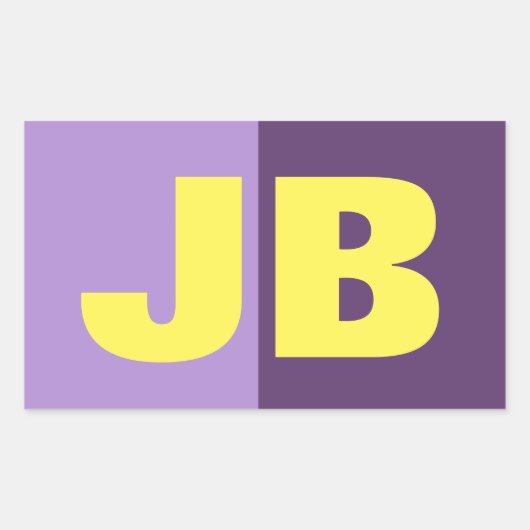 Monogram Initiaal letters Indigo geel minimalistis Rechthoekige Sticker (Voorkant)