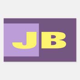 Monogram Initiaal letters Indigo geel minimalistis Rechthoekige Sticker