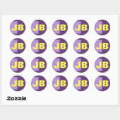 Monogram Initiaal letters Indigo geel minimalistis Ronde Sticker (Vel)