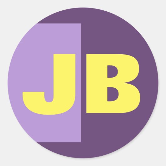 Monogram Initiaal letters Indigo geel minimalistis Ronde Sticker (Voorkant)