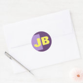 Monogram Initiaal letters Indigo geel minimalistis Ronde Sticker (Envelop)