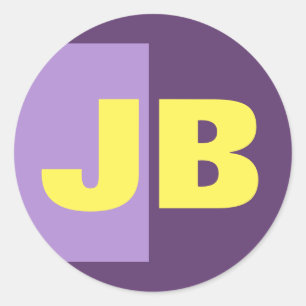 Monogram Initiaal letters Indigo geel minimalistis Ronde Sticker