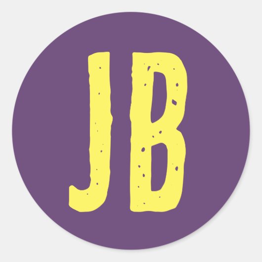 Monogram Initiaal letters Indigo geel minimalistis Ronde Sticker (Voorkant)