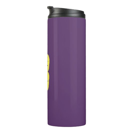 Monogram Initiaal letters Indigo geel minimalistis Thermosbeker (Geroteerd rechts)