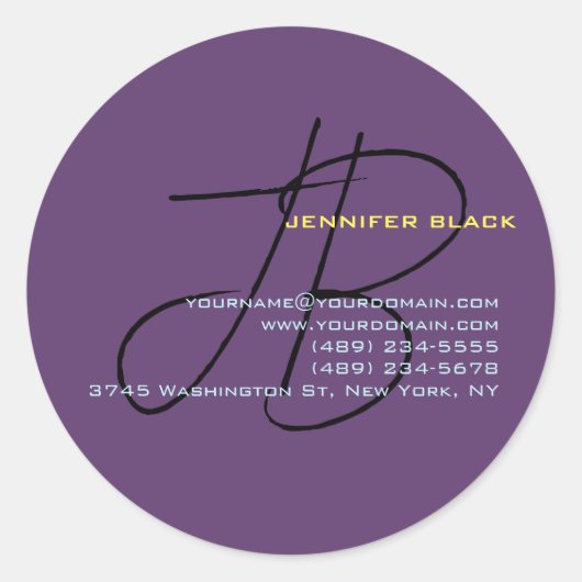 Monogram Initiaal Letters Indigo Minimalistisch Mo Ronde Sticker (Voorkant)