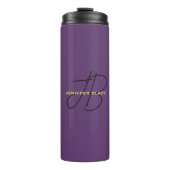 Monogram Initiaal Letters Indigo Minimalistisch Mo Thermosbeker (Voorkant)