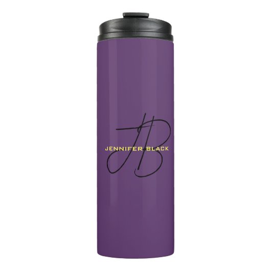 Monogram Initiaal Letters Indigo Minimalistisch Mo Thermosbeker (Voorkant)