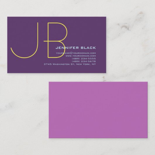 Monogram Initiaal Letters Indigo Minimalistisch Mo Visitekaartje (Voorkant / Achterkant)