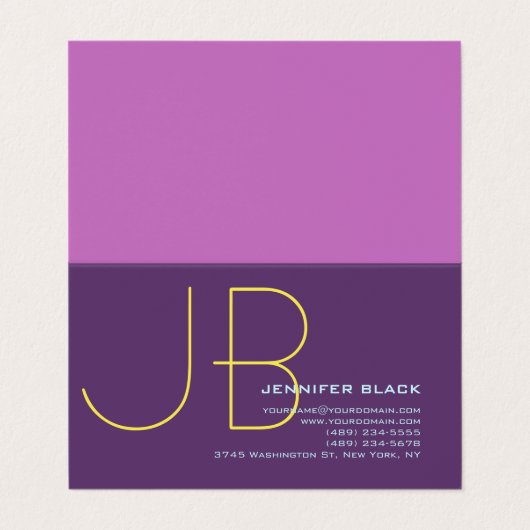 Monogram Initiaal Letters Indigo Minimalistisch Mo Visitekaartje (Buitenkant ongevouwen)