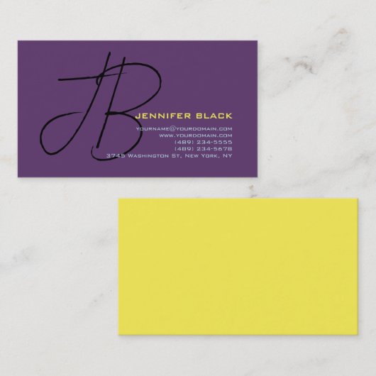 Monogram Initiaal Letters Indigo Minimalistisch Mo Visitekaartje (Voorkant / Achterkant)