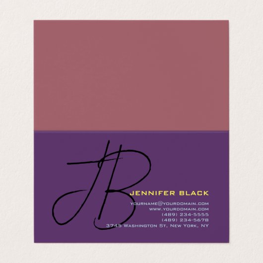 Monogram Initiaal Letters Indigo Minimalistisch Mo Visitekaartje (Buitenkant ongevouwen)