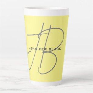 Monogram Initiaal Letters Lichtgeel Modern Latte Mok