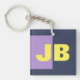 Monogram Initiaal letters marineblauw indigo geel Sleutelhanger