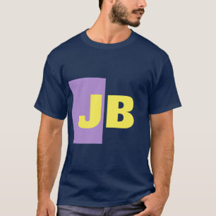 Monogram Initiaal letters marineblauw indigo geel T-shirt
