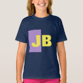 Monogram Initiaal letters marineblauw indigo geel T-shirt (Voorkant)