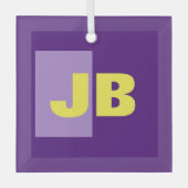 Monogram Initiaal letters Paarse geel Glas Ornament (Voorkant)