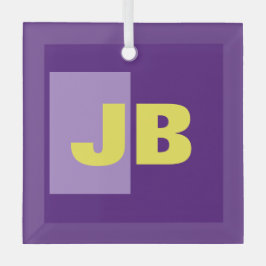 Monogram Initiaal letters Paarse geel Glas Ornament