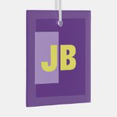 Monogram Initiaal letters Paarse geel Glas Ornament (Voorkant Rechts)