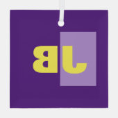 Monogram Initiaal letters Paarse geel Glas Ornament (Achterkant)