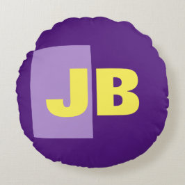 Monogram Initiaal letters Paarse geel Rond Kussen