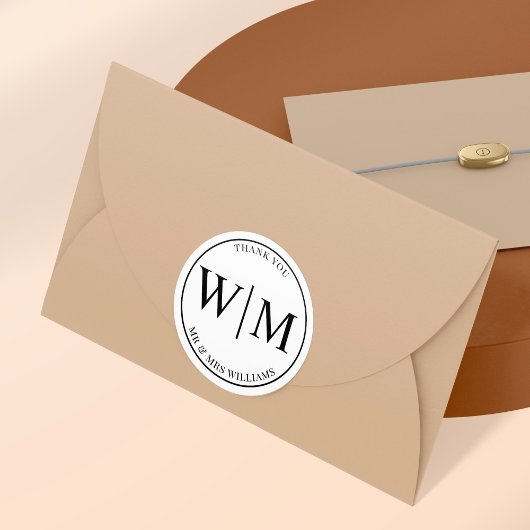 Monogram Initiaal letters voor bruiloft Ronde Sticker