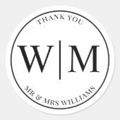 Monogram Initiaal letters voor bruiloft Ronde Sticker (Voorkant)