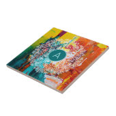 Monogram Initiaal Levendig Abstract schilderen Man Tegeltje (Zijkant)