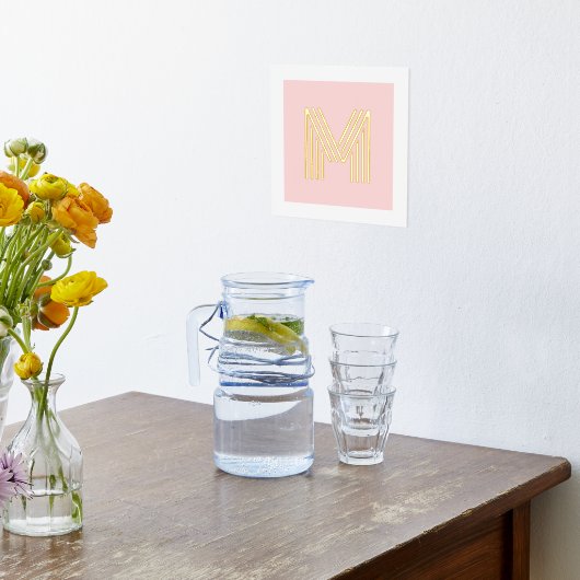 Monogram initiaal lichtdoorschijnend roze achtergr folie afdrukken (Laag (Keuken))