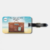 Monogram Initiaal Life Adventure Travel Luggable Bagagelabel (Achterkant horizontaal)