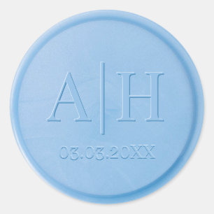 Monogram Initiaal Linen Blue Wax Seal Sticker