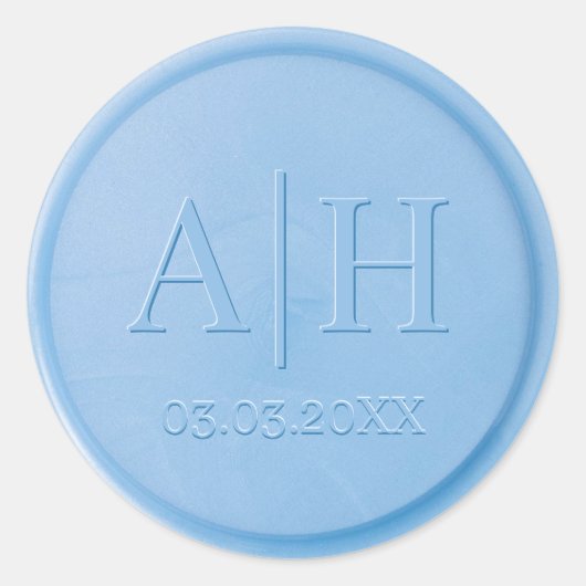 Monogram Initiaal Linen Blue Wax Seal Sticker (Voorkant)