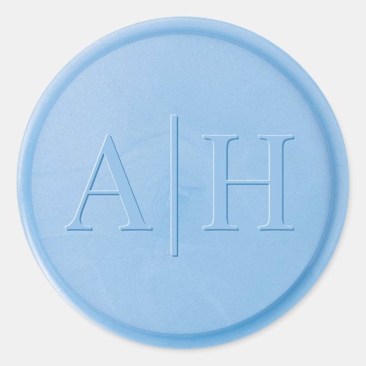 Monogram Initiaal Linen Blue Wax Seal Sticker (Voorkant)