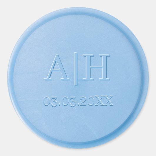 Monogram Initiaal Linen Blue Wax Seal Sticker (Voorkant)
