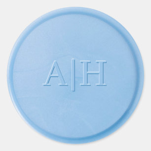 Monogram Initiaal Linen Blue Wax Seal Sticker