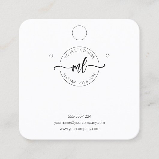 Monogram Initiaal Logo QR Code Oorbel Display Kaar Vierkante Visitekaartje (Voorkant)